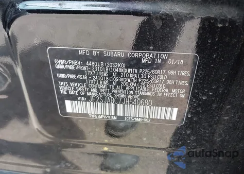 2018 Subaru Forester 2.5I from USA, damaged, VIN JF2SJABC7JH540680